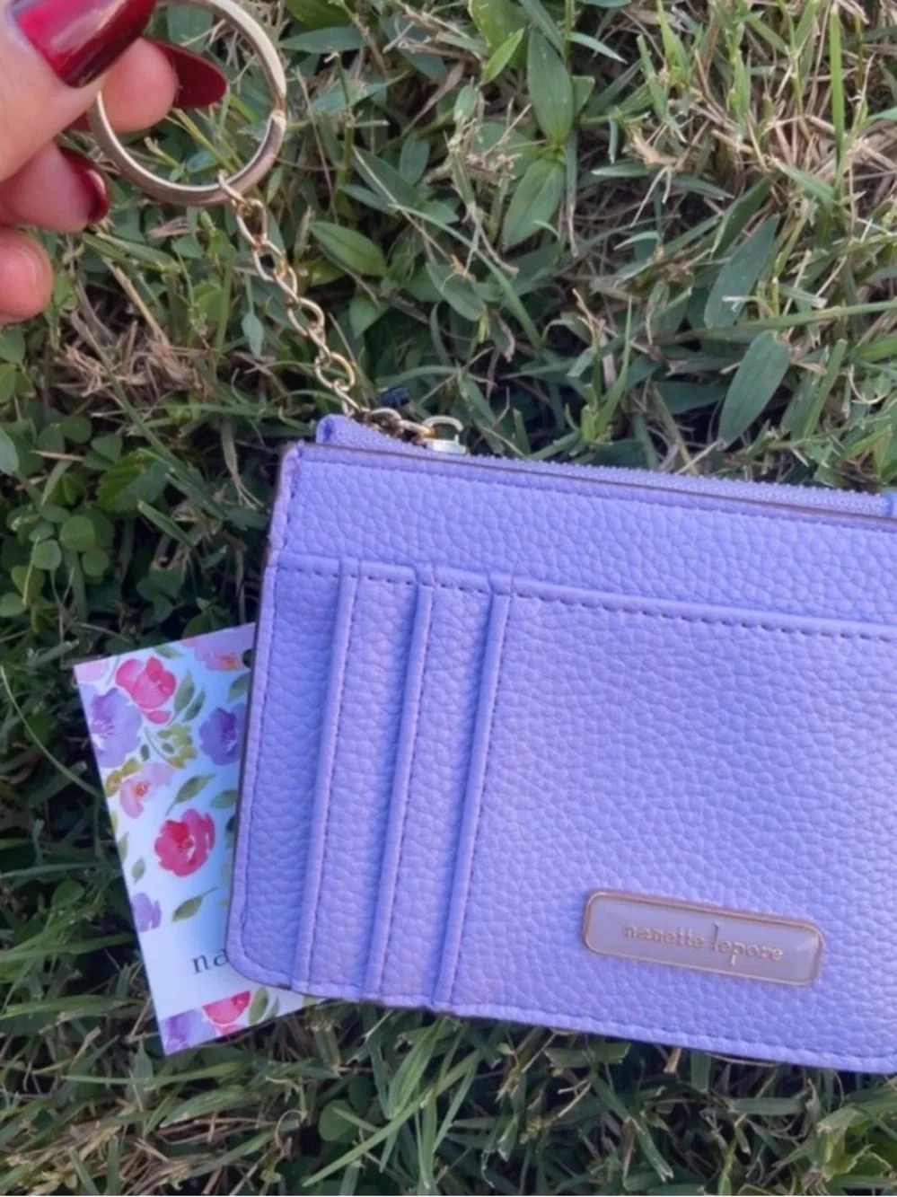 Nanette Lepore Lavender Leather Card & Key Holder